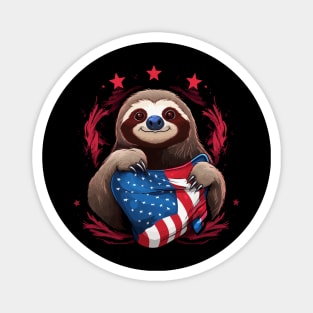 Patriotic Sloth Magnet